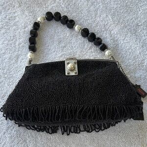 Elegant Black Beaded Handbag